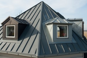 Modern design vertical roof with black metal covering